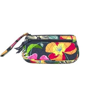 Vera Bradley Wristlet Wallet Clutch Jazzy Blooms Orange Grey Floral